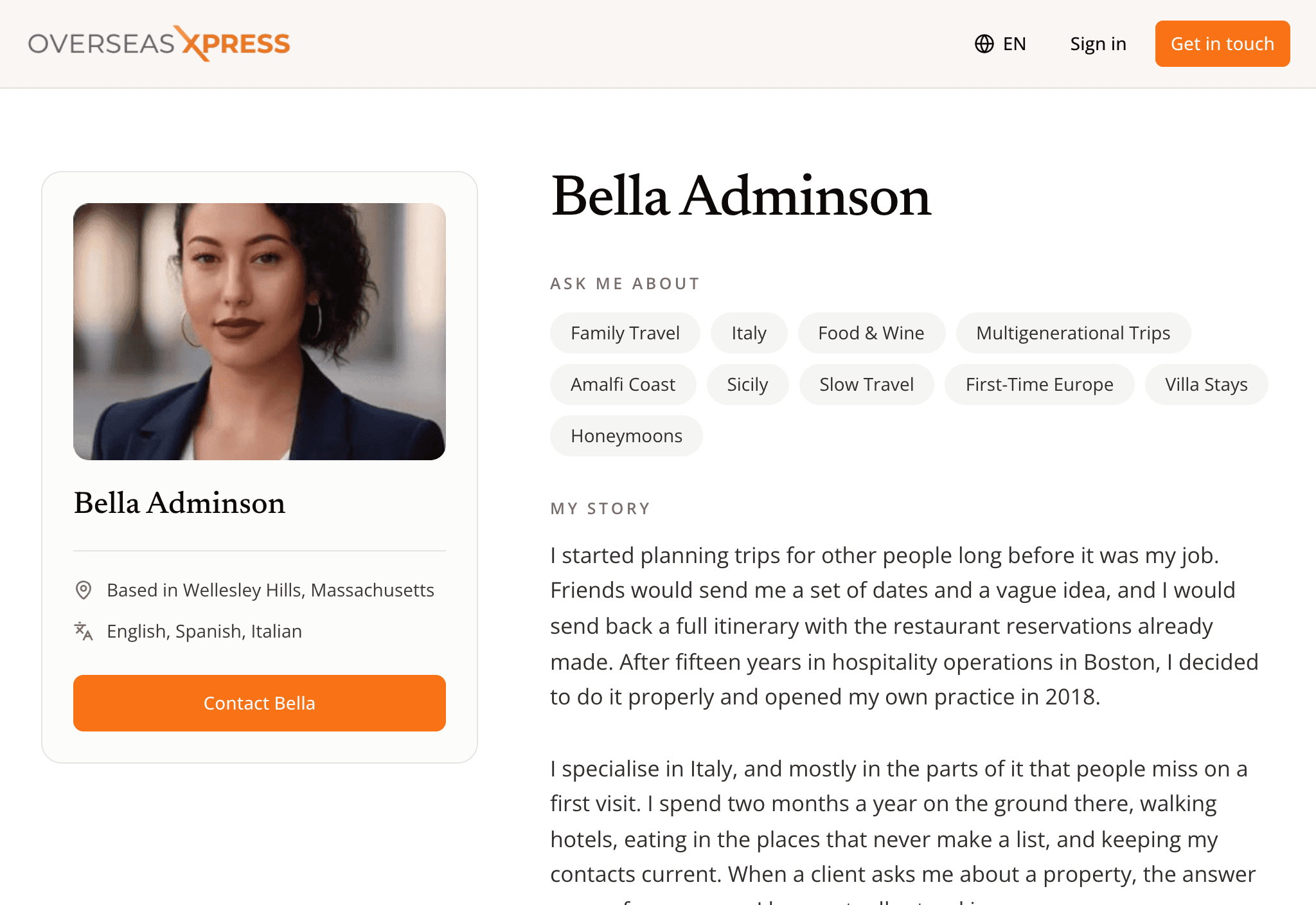 Overseas Xpress advisor profile